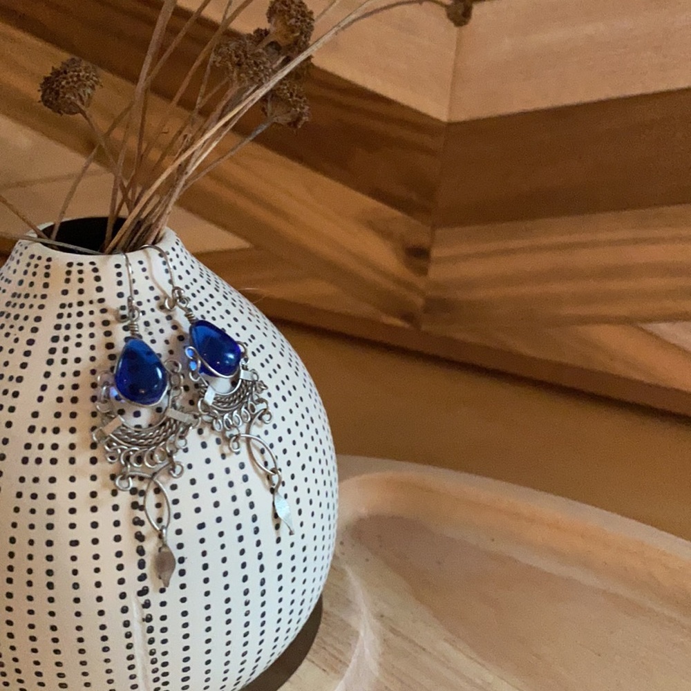 Dark Blue Glass Bead (II) Earring Made in India